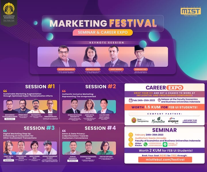 The 19th MIST FEB UI Presents MARKETING FESTIVAL Seminar & Career Expo